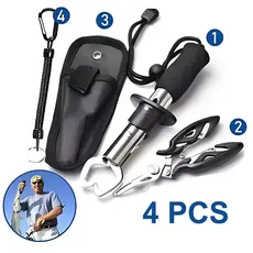 Kit 3/4 peças Pegador de Peixe Alicate Pesca Multifuncional para Lábios de Peixe  Aço Inoxidável