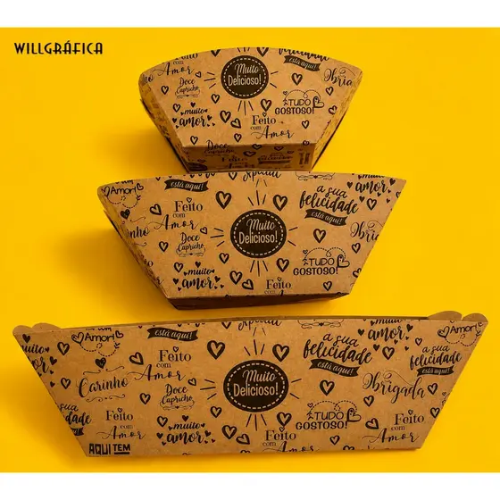 Barquinhas/Cestinhas de Papel Kraft ou Branco  – Embalagem para Salgados, Lanches e Porções