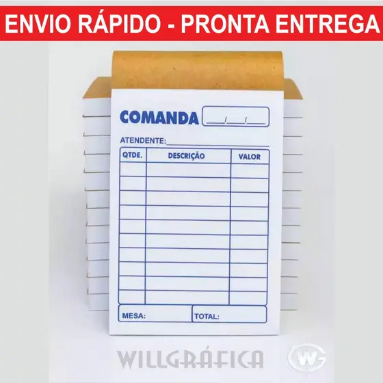 10 Bloco de Comanda Comercial 7x10 cm – (100 Folhas Cada) Pedido de Mesa - Restaurantes, Bares