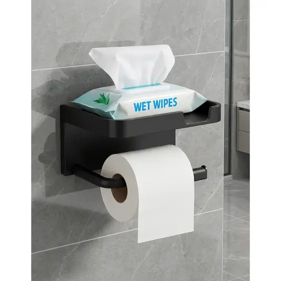 Suporte Porta Papel Higiênico Fixação Adesivo Resistente Prateleira Lenço Umedecido Celular Chaves Decoração