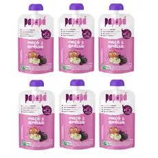 Kit 6x Papinha Orgânica Natural Maçã E Ameixa Papapá 100g