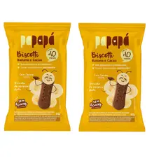 Kit 2x Biscoito Infantil Biscotti Banana E Cacau Papapá 60g