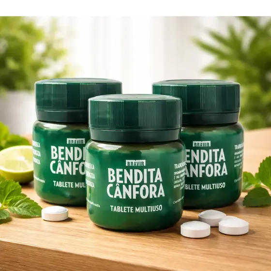 Kit 3x Bendita Cânfora Pastilha Odorizante Potinho 30 Unid