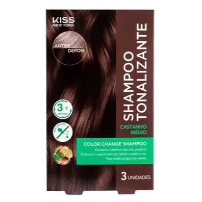 Shampoo Tonaliz. Color Change Castanho Médio Kiss New York