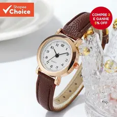 Relógio Feminino Moderno De Quartzo Com Mostrador Pequeno E Números Arábicos Pulseira De Couro