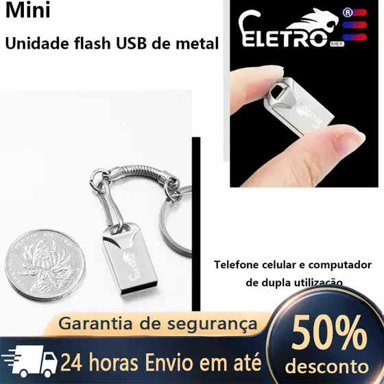 Mini alta qualidade unidade flash USB anti-perda de metal luva de metal com chaveiro 8GB a 128GB