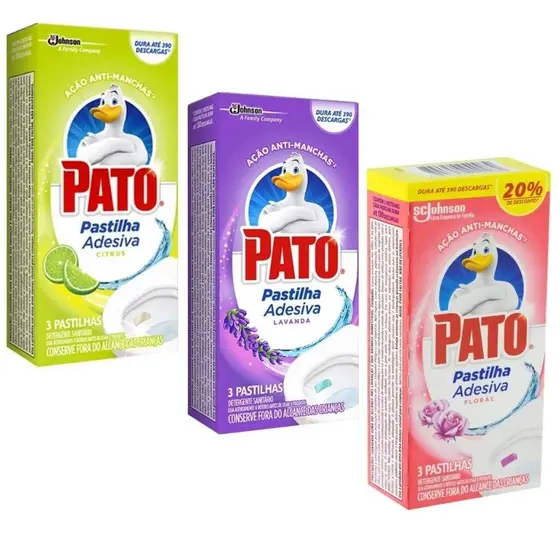 Kit 3 CX De Pastilha Sanitária  Adesiva Pato Lavanda = 9UND
