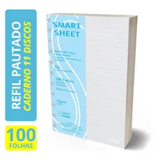 Refil Caderno Disco 90g 100 Fls Pauta Branca Grande 11 Furos