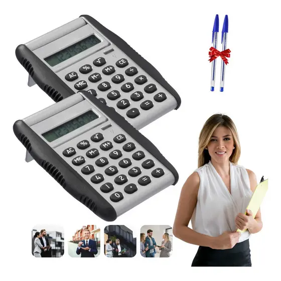 2 Calculadora De Bolso Pequena Mini 8 Digito Brinde Comércio