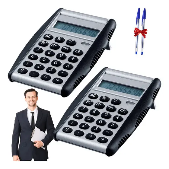 Kit 2 Calculadora Bolso Comércio Pequena 8 Digitos Visor Sol