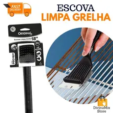 Escova Limpa Grelha 3 em 1 – Remove Resíduos e Gordura, Ideal para Churrasqueiras, Fogões e Grelhas em Geral