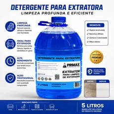 Detergente para Extratora 5L Limpeza de Estofados Sofás Bancos Carpete Uso Profissional e Residencial