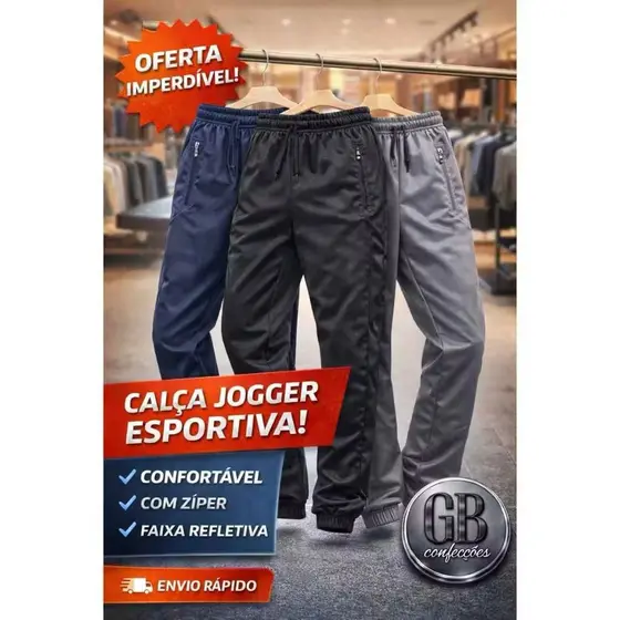 KIT 3 CALÇAS JOGGER MASCULINA PARA ACADEMIA E PARA O DIA A DIA CALÇAS COM BOLSOS E CORDÃO DE AJUSTE
