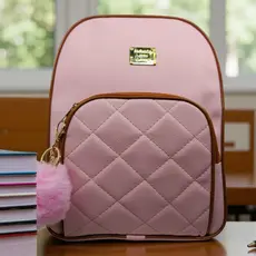 Mochila feminina mediana estilosa casual elegante & acompanha pompom