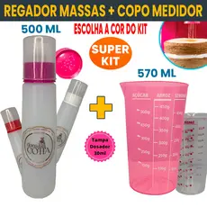 Regador Bisnaga Umedecer Massas Bolo + Copo Medidor Várias Cores