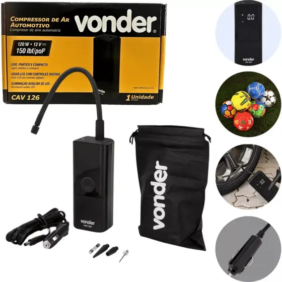 Compressor De Ar Automotivo Portátil 12v Cav126 Vonder