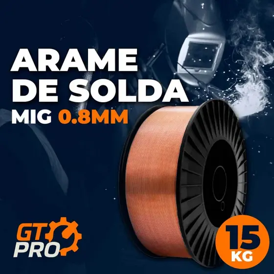Arame de Solda MIG 0.8mm - GT PRO - 15kg ER70S-6 Soldagem de Aço Carbono Profissional Capa Capa AWS A 5.18