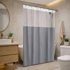 Cortina Para Box com Visor Transparente 1,35x2m Vinil Impermeável Banheiro 4 Cores