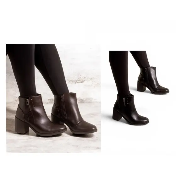Bota Feminina Comfortflex Cano Curto Salto Bloco Médio Confortável Zíper Macia Original Ramarim 2599331