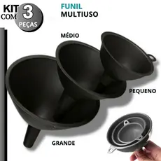 Kit 3 Funil Plástico Cozinha Multiuso Oficina Artesanato Cozinha Grande Médio Pequeno