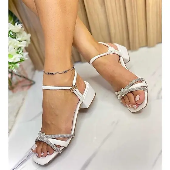 Sandalia Salto Grosso Sandalia Salto Bloco Detalhe Em Nó Promoção.