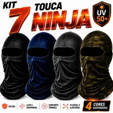 Kit Com 7 Touca Ninja Balaclava Motoqueiros Militar Tatica Frio Máscara Moto proteção solar raios UV 50+ térmica