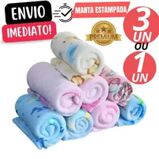 3 ou 1 Manta bebê Cobertor Mantinha Microfibra Estampada Para Maternidade 1 MT x 90 Cm