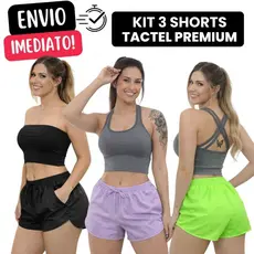 Kit 3 Short Tactel Feminino Academia Praia Shorts Piscina Treino Corrida Shortinho Verão