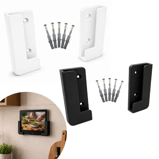 Suporte de Parede para Tablet | Compatível com a Maioria dos Tablets | Preto ou Branco  Acompanha Parafusos e Buchas