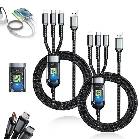 Cabo de Dados 3 em 1 Micro Usb V8/Tipo C/iPhone Carregador Original