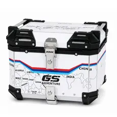 Baú Traseiro Moto 45L Alumínio Adventure GS IP68 Dupla Trava Universal Antifurto Premium