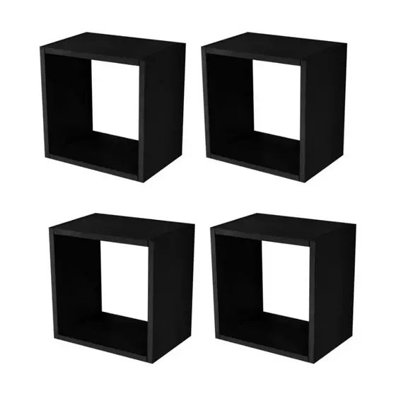 Kit 4 Nichos Quadrados 35x35x10cm Mdf Quarto Banheiro Parede Decoração Moderna