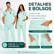 Pijama Cirúrgico Unissex Oxford – Conjunto Scrub Hospitalar Profissional Uniforme Médico Enfermagem Dentista