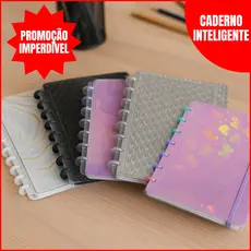 Caderno Inteligente Universitário Grande Capa Dura Courino Metalizado C/87 Folhas 11 Discos