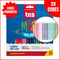 Lápis de Cor Tris Mega Soft Color 24 Cores Triangular Escolar