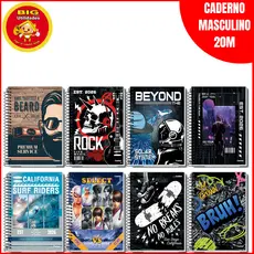 Caderno Masculino 16 Matérias Universitário Capa Dura Credeal 224fls Escolar