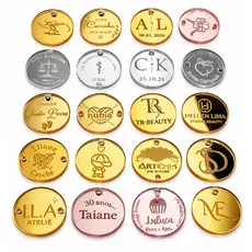 Tag Etiqueta Aplique 2 cm Acrílica Personalizada Nome ou logo| Crochê Lembrancinha Brinde e Casamento