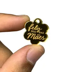 Tag Acrílico Espelhado Dia das Mães 2cm | Lembrancinha Personalizada Rosa Dourado Prata