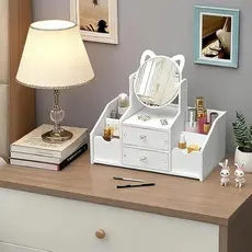 Porta Maquiagem Organizador de Cosméticos com Espelho e 2 Gavetas Estilo Clean e Funcional