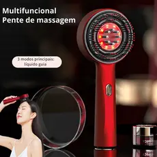 Escova Elétrica Luz Vermelha Aplicador de Óleo Crescimento e Fortalecimento dos Fios