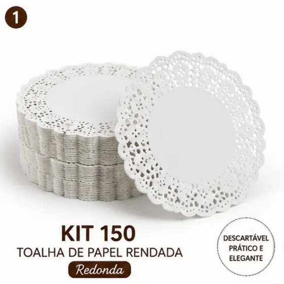 Sousplat Descartável De Papel Rendado Redondo C/100 Tamanhos 8,5 a 31cm