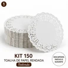 Sousplat Descartável De Papel Rendado Redondo C/100 Tamanhos 8,5 a 31cm