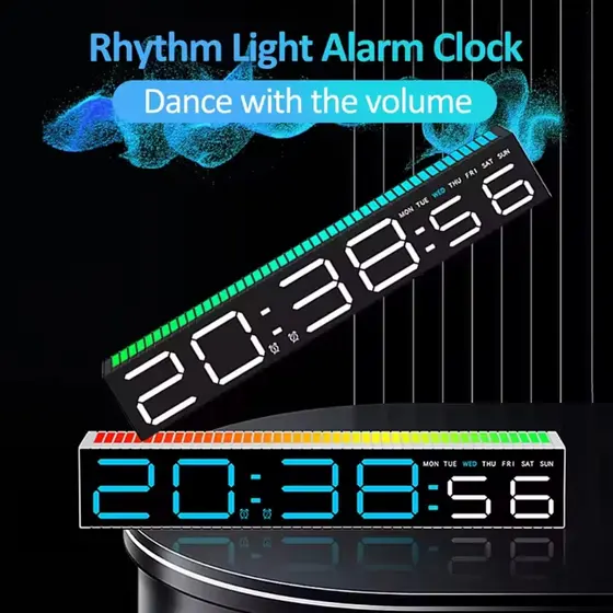 Digital LED Despertador Colorido Música Ritmo Captador Barra De Iluminação Decoração Para Casa Relógio De Mesa Presente
