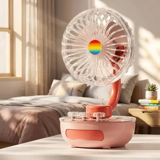 Novo Ventilador De Mesa Transparente Para Escritório Em Casa Desktop Pequeno Carregamento Portátil Dormitório Estudante
