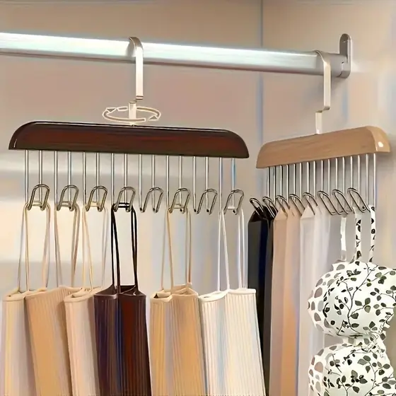 Cabide De Madeira Ondulado Multifuncional De Pendurar Roupas e Utensílios Com 8 Ganchos