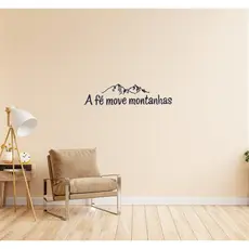 Adesivo Decorativo "A Fé Move Montanhas" | Montanha + Frase Inspiradora | 27x54cm