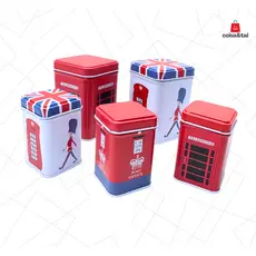 Kit 2 Organizadores De Metal Multiusos | Tema Londres/Inglaterra | Porta-Trecos Decorativos