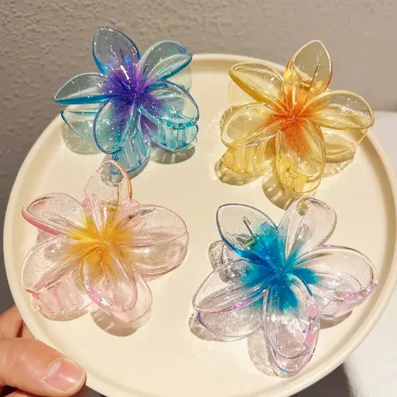 Grampo Presença Franjinha Cabelo 6cm Modelo Flor Ovo com Degradê Acessório para Mulher, Moça e Criança Presente Feminino