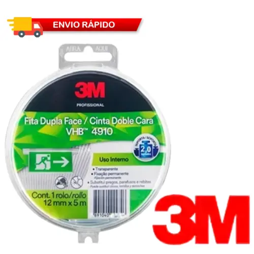 FITA DUPLA FACE 3M FORTE TRANSP 12MM X 5M USO INTERNO * 3M
