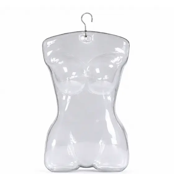 Kit 20 Cabides Collant Manequim Busto Feminino PVC Transparente
